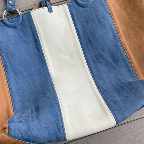 Sydney Love Blue/Brown Colorblock Faux Leather Tote Bag - Picture 5 of 6